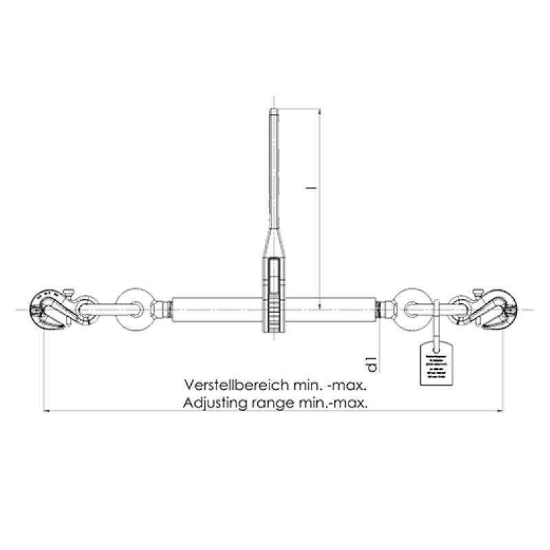 RATSCHEN-LASTENSPANNER GK8, MIT ZWEI VERKÜRZUNGSHAKEN
