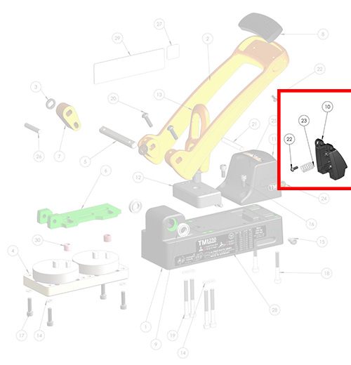 Reparatursatz für TML250, Lasche Hebel mit Feder u. Schraube
